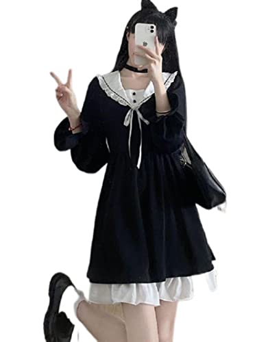 Robe noire douce Kawaii style japonais Harajuku M pour étudiante branchée