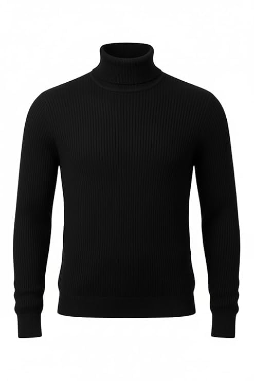 Black Ribbed Turtleneck Sweater-picture-11