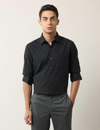 Image of Arrow Men Slim fit Cotton Self-Design Long Sleeves Spread Collar Shirt