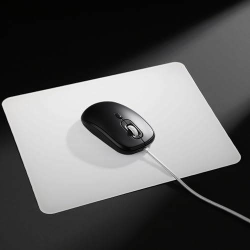 DMLENGOIN Tapis de souris de jeu anti-rayures antidérapant en verre trempé avec fond rigide pour mouvement à grande vitesse (blanc)