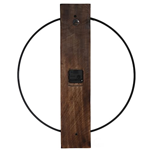 Clockswise Decorative Extra Large Modern Brown Wall Clock With Black Metal Frame On Rectangular Wood Board, Battery Operated Silent. 20'' D?A, For Dining Living Kitchen Bedroom Office Restaurant Bar #TOP2