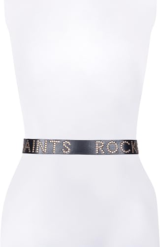 Women's 1.5 Inch Rocks Studded Leather Belt, Roller Buckle, Adjustable Sizing, Oxford, M3