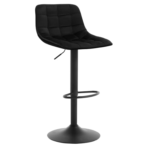 WOLTU 1x Barhocker Barstuhl Tresenhocker Bistrohocker Designer Hocker mit Rückenlehne, aus Samt und Metall, höhenverstellbar drehbar, Schwarz