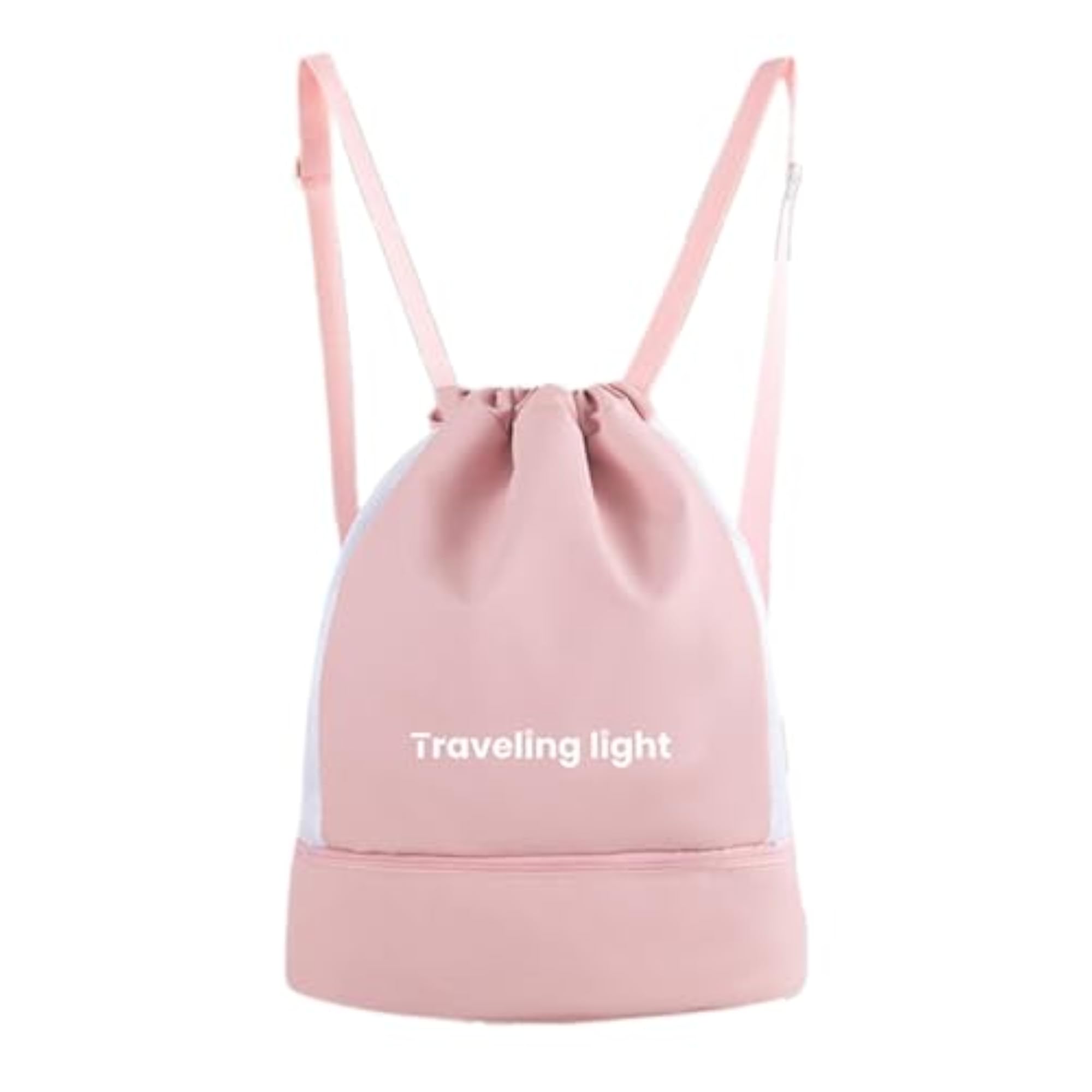 Wide Opening Swimming Bag Drawstring Backpack, Pink