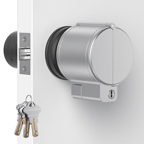 AST Door Knob Lockout Device with 3 Keys Childproof Door Knob Covers Lock Out to Smart Doorknob. Safety Cover for Faucet Valve Spigot. Prevent Access to Keyhole Matte Silver with Brass Keys