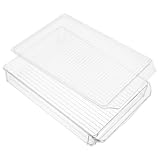 Toyvian Kühlschrank Organizer Kasten Quadratisch mit Deckel Stapelbare Frischhaltedose Bruchsicher für Obst Gemüse und Lebensmittel Zuhause und Studentenwohnheim 1 Stück