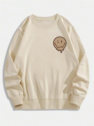 WDIRARA Men's Cartoon Letter Print Round Neck Long Sleeve Sweatshirt Casual Graphic Pullovers2