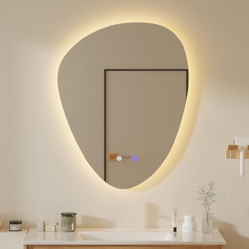 QDSSDECO Irregular LED Bathroom Mirror with Lights,Asymmetrical Led Bathroom Vanity