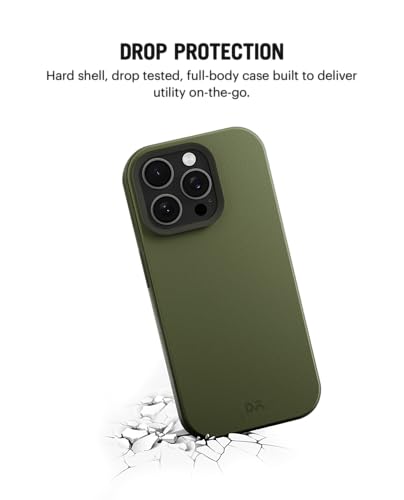 Image of DailyObjects Leatherite Case for iPhone 14 Pro Compatible with MagSafe Wireless Charging | Green-Olive Hybrid Magnetic Back Cover