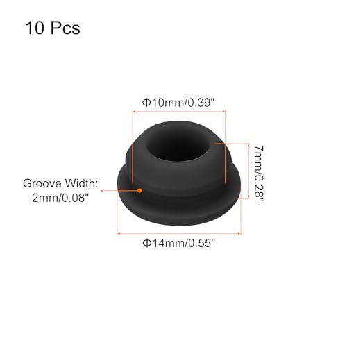 QUARKZMAN 10 Stück Silikonstopfen Silikon Lochstopfen, 10 mm Montagedurchmesser Schmale Nutbreite 2 mm Rund Gummistopfen Blindstopfen Abdeckstopfen für Küchen Bulkheads Schwarz