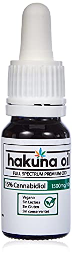 Aceite CBD 15% Full Spectrum CBD Oil 100% natural y vegano 1500mg Cannabidiol en 10ml - Hakuna Oil Cover