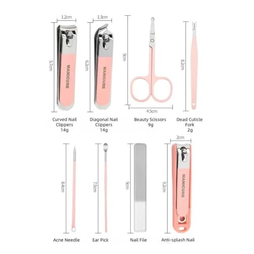 Image of 8 in 1 Nail Clipper Set - Professional Manicure & Pedicure Kit for Men & Women Portable Nail Clippers Set Stainless Steel Fingernail Clippers Personal Grooming Kits