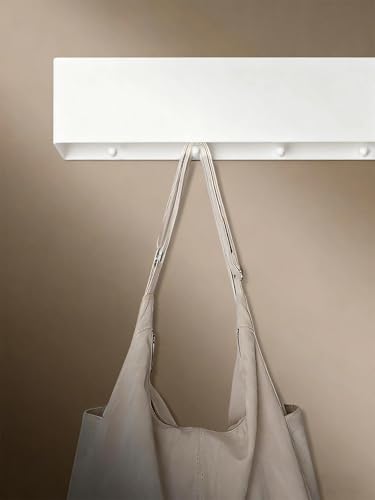 WJUAN Perchero de Pared con Estante, Colgador con 5 Ganchos Ocultos, Colgador Toalla Baño y Llaves, para Entrada Recibidor, Dormitorio, Baño, Blanco - imagen 4