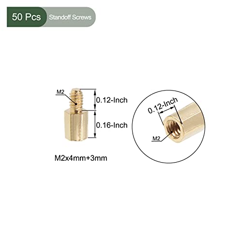 YOKIVE 50 Pcs M2 Standoff Screws, Brass Hex PCB Standoffs, Keep Height Consistent, Great for Motherboard (Gold Tone, 4mm+3mm) - Image 2