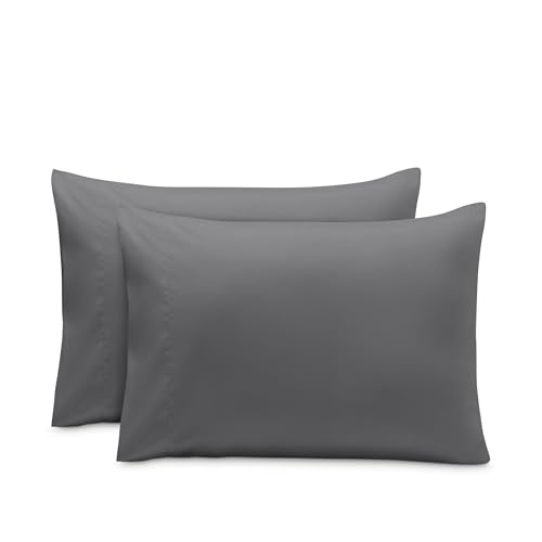 Bare Home Microfibre Pillowcase Set Standard Size - 2 Pack Pillow Cases - Lightweight - Cooling - Soft Brushed Microfibre - Pillow Covers (50x75, Grey)