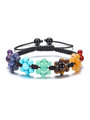 Image of Top Plaza Bead Chakra Bracelet 7 Chakras Healing Crystals Bracelet Yoga Stone Beads Bracelets Meditation Relax Anxiety Bangle for Womens Mens