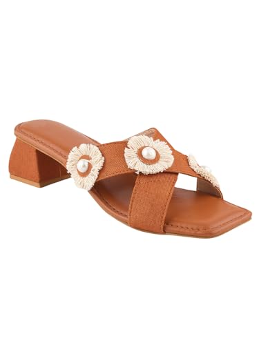 Image of SilverArrow Comfortable Stylish Alluring Denim Strap Block Heels Light Weight Trendy Heels For Women & Girls