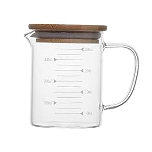 MagiDeal Glazen Maatbeker Vriezer Veilig Transparant met Deksel Handvat Maatregel met Uitloop Beker Koken Keuken Thee…