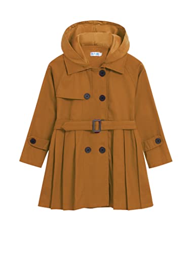 Kids Girls Outwear Jacket Hooded Lightweight Button Down Trench Coat Waterproof Active Windbreaker