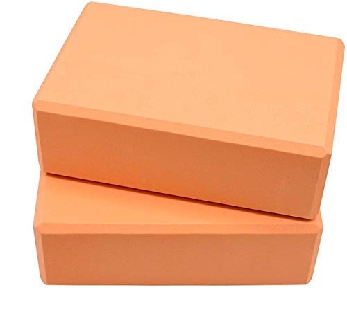 MAXYOGA Yoga Bloque [2 Unidad] - 22.86 x 14.5 x 7.62 cm(9x6x3) Ladrillo de Alta Densidad de EVA Foam, Respetuoso con el Medio Ambiental y Ligero, Ideal para el Estiramiento y Poses. (Naranja)