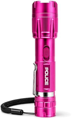 POLICE Stun Gun for Self Defense – 1159 Aluminum High Voltage Rechargeable with LED Flashlight, Compact & Heavy Duty – Personal Security for Women – Pink