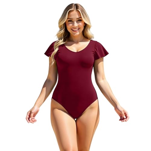 Maillot de bain 1 pièce à volants chic et froncé : confort de plage élégant ajustable