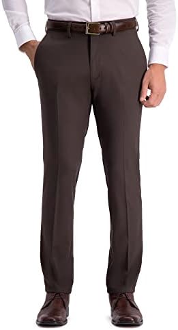 Kenneth Cole REACTION mens Shadow Check Stretch Slim Fit Dress Pants, Brown, 32W x 30L US