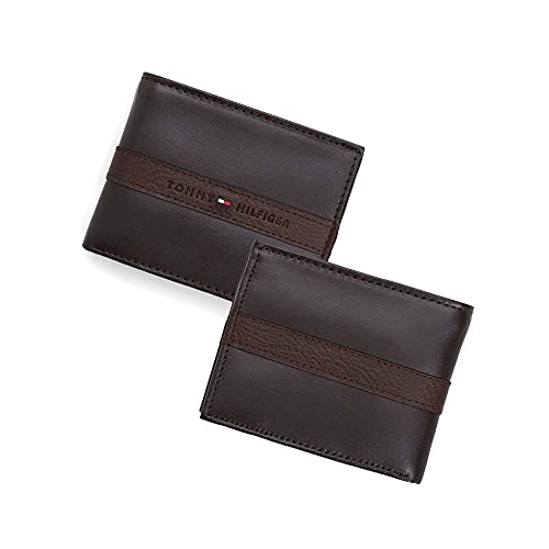 Tommy Hilfiger Men's Leather Slim Bifold Wallet With Coin Pocket, Brown, One Size #TOP4