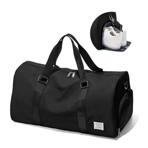 Image of Travel Duffle Bag,Weekender Overnight Bags for Women with Shoes Compartment,Tote Gym Bag Personal Item Carry On Bag for Travel Business Trips Sport Hospital Dance Black