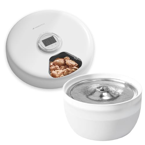 【給餌器+給水器】INNEUTRAL 2025 給餌器 ウェットフード 猫 ペット WETTO スマート自動給餌器 新鮮さ保つアイスパック付属 犬 タイマー式 電池 6食分 コードレス 缶詰 パウチ 手作り おやつ フリーズドライ