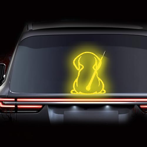 Image of Dog Decal Vinyl Sticker, Rear Wiper Decal Cute Dog Moving Tail Wiper Decals Reflective Stickers Windshield Wiper Stickers Window Wiper Decals Tags for Rear Vehicle Wipers (Yellow)