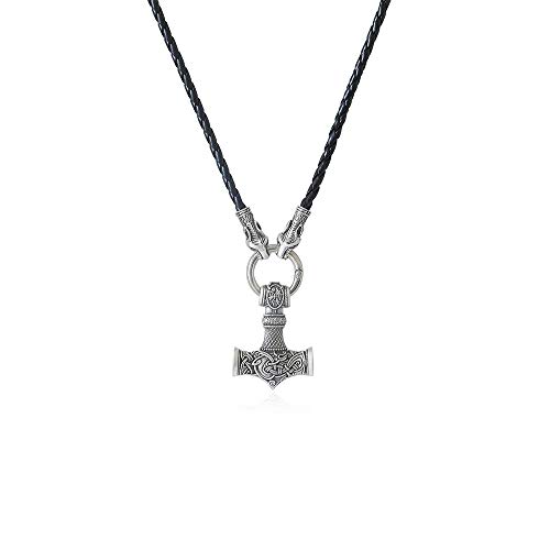 LANGHONG Norse Viking Thor Hammer Necklace Mjolnir Necklace For Men (Hammer)