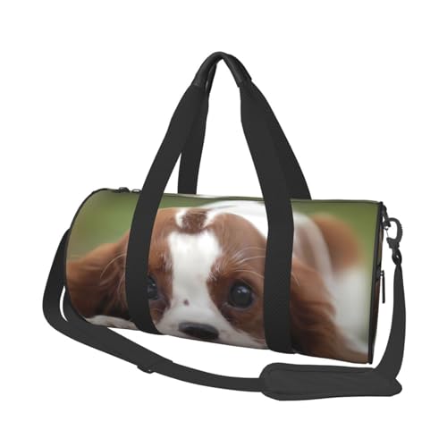 筒型 大容量ダッフル スポーツバッグ スパニエル犬 フィットネスバッグ 旅行 ビジネス メッセンジャー