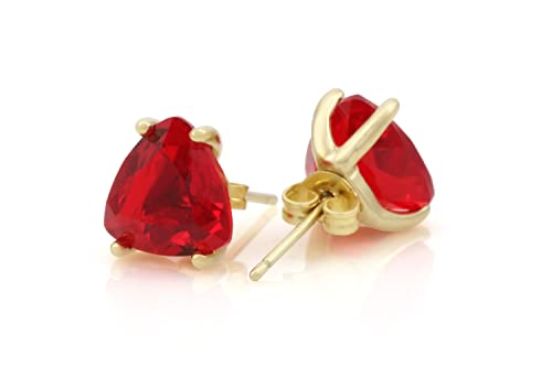 Boucles d'oreilles anemone rubis légères anti-irritation en or jaune