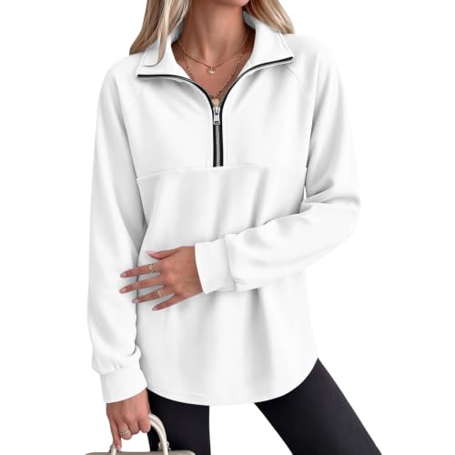 Fleece Quarter Zip Women Sweatshirt Drop Shoulder Mockneck Fall Pullover - image 7
