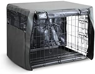 FurDreams 36in Dog Cage Crate Cover  Pet Windproof Cage Cover with 2 Doors (Front & Side) with Breathable Air Mesh  Heavy Duty Box Perfect for Puppy Training (L)
