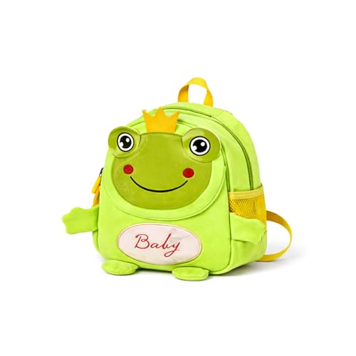 Image of WISHKEY Kids Bag for Boys & Girls (2-5 Years) Picnic Bags For Girls Water Resistant Tiger Cartoon lightweight Small Size with Safety Leash, Chest Buckle & Adjustable Straps Light Green