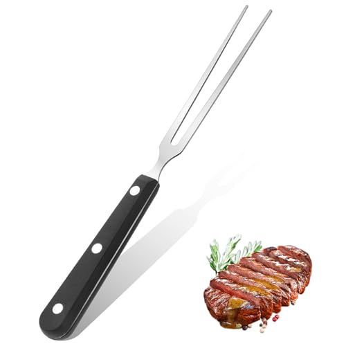 Carving Fork for Meat Grill Serving Forks Heavy Duty Two Prong Meats Forks Two Prong Stainless Steel Meat Fork with Long Heat Resistant Handle for Slicing Serving Roasts BBQ Kitchen Grill Essential