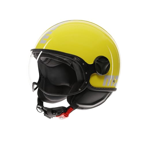 MOMODESIGN - FGTR CLASSIC E2206, Casco Moto Jet, Casco Jet Omologato ECE, Casco Jet Aperto Scooter, Uomo e Donna, Leggero con Visiera, per Uomo e Donna, Candy Giallo/Bianco, XL