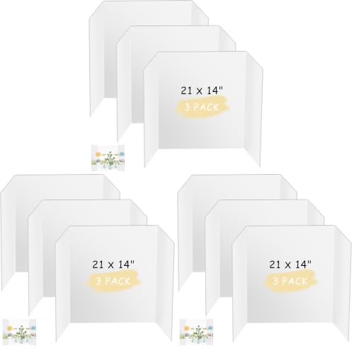 Image of HAUTOCO 3 Pcs Small Trifold Poster Board 21 x 14 inches Tri Fold Presentation Boards White Corrugated Project Boards for Science Fair, School Project, Event Displays, Business (Pack of 3)