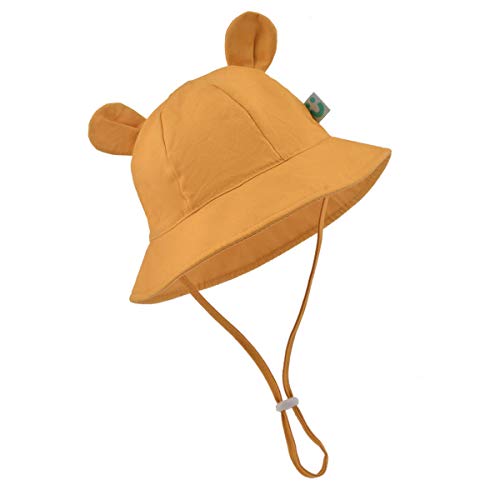 Baby Sun Hat - Infant Kids Boy Girl UPF 50+ Breathable Summer Sun Protection Bucket Hats (Yellow, Small (48CM))