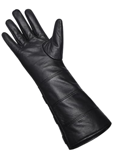 Image of URBAN BUCK Real Sheepskin Leather Sky Gauntlet Costume Glove - Regular Fit Long Arm Cuff Mens Unlined Cosplay Gloves