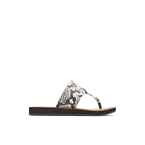 ALDO Women's Yilania T-Strap Flat Sandal, Natural Snake, 7 US