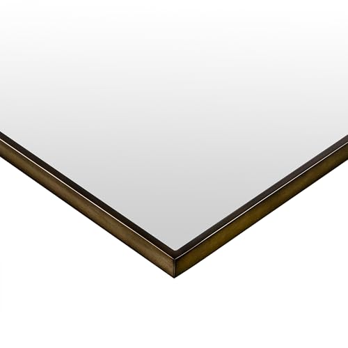 Image of TEHOME Oil Rubbed Bronze Bathroom Vanity Mirror with Squared Corners, 20x28'' Dark Bronze Rectangle Stainless Steel Metal Framed Mirror for Bathroom