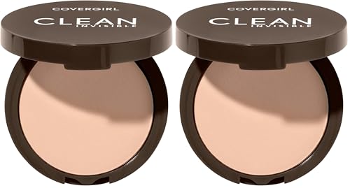 Covergirl Clean Invisible Pressed Powder, Lightweight, Breathable, Vegan Formula, Creamy Natural 120, 0.38oz (Pack of 2)