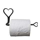 Living Ideas Hand Forged Metal Heart Shape Wrought Iron Wall Mounted Toilet Paper Holder - Blacksmith Handmade, Classic Look, Antique Finish
