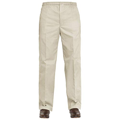 EHD Pantalon de rugby pour homme Taille élastique Super doux Confortable Pantalon de travail Coupe droite Pantalon de golf formel (48W/29L, Beige) Cover