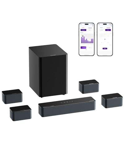 ULTIMEA 7.1 Soundbar with Dolby Atmos 500W Home Theater Surround System 4 Wired Surround Speakers Surround Sound System for TV with Wireless Subwoofer Poseidon