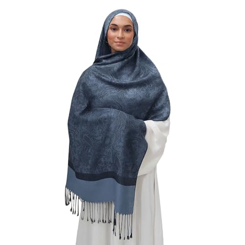Faticinfa Soft Women's Pashmina Shawl Hijab Scarf, Paisley Jacquard Cashmere Imitated Long Scarf with tassel