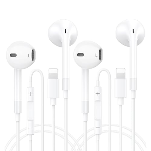 2 Pack In-Ear Kopfhörer für iPhone, [MFi-Zertifiziert] Kopfhörer mit Kabel,mit Anschluss Mikrofon und Lautstärkeregler,HiFi Audio Stereo,Kopfhörer Lightning mit iPhone 14/14 Pro/13/12/11/XS/X/8/7/SE